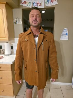 Men's Casual Wool-Blend Peacoat in Camel